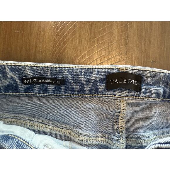 Talbots Slim Ankle Jean Blue Denim Cropped Pants Released Hem Womens Size 4P EUC - Picture 5 of 16